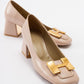 Elois - Beige Gold Buckled Heeled Shoe (Women)
