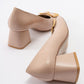 Elois - Beige Gold Buckled Heeled Shoe (Women)