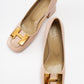 Elois - Beige Gold Buckled Heeled Shoe (Women)