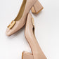 Elois - Beige Gold Buckled Heeled Shoe (Women)