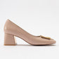 Elois - Beige Gold Buckled Heeled Shoe (Women)
