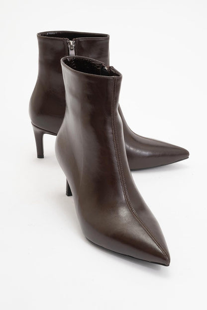 Noya Pointed Toe Slim Heel Boot - Brown
