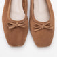 Sosa - Taupe Genuine Leather Square-Toe Bow Ballet Flat (Women)