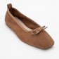 Sosa - Taupe Genuine Leather Square-Toe Bow Ballet Flat (Women)