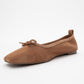 Sosa - Taupe Genuine Leather Square-Toe Bow Ballet Flat (Women)
