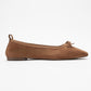 Sosa - Taupe Genuine Leather Square-Toe Bow Ballet Flat (Women)