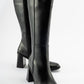 Maranta - Black Heeled Knee-High Boot (Women)
