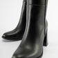 Maranta - Black Heeled Knee-High Boot (Women)