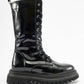 Piola - Black Crinkled Patent Lace-Up Zip Combat Boot (Women)