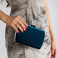 Francisca - Teal Blue Velvet Clutch