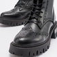 Coralo Black Lace‑Up Combat Boot (Women)