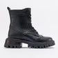 Coralo Black Lace‑Up Combat Boot (Women)