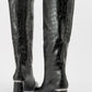 Belis - Black Printed Heeled Boot (Women)