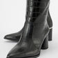 Belis - Black Printed Heeled Boot (Women)