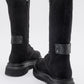 Rise - Black Suede Lace-Up Zip Combat Boot (Women)