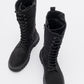 Rise - Black Suede Lace-Up Zip Combat Boot (Women)