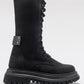 Rise - Black Suede Lace-Up Zip Combat Boot (Women)