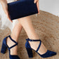 Clara - Dark Blue Suede Clutch