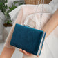 Clara - Teal Blue Velvet Clutch