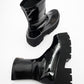Ovil - Black Patent Thick Sole Zip Boot (Women)