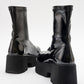 Ovil - Black Patent Thick Sole Zip Boot (Women)