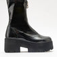 Ovil - Black Patent Thick Sole Zip Boot (Women)