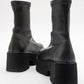 Ovil - Black Stretch Thick Sole Zip Boot (Women)