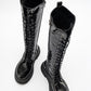 Pegos - Black Ruched Lace-Up Zip Boot (Women)