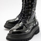 Pegos - Black Ruched Lace-Up Zip Boot (Women)