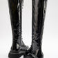 Pegos - Black Ruched Lace-Up Zip Boot (Women)