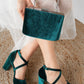 Alba - Emerald Green Velvet Clutch