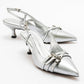 Woss - Silver Leather-Effect Belt Detail Heeled Shoe (Women)
