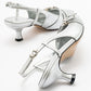 Woss - Silver Leather-Effect Belt Detail Heeled Shoe (Women)