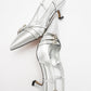 Woss - Silver Leather-Effect Belt Detail Heeled Shoe (Women)