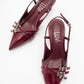 Woss - Burgundy Patent Belt Detail Heeled Shoe (Women)