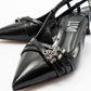Woss - Black Patent Belt Detail Heeled Shoe (Women)