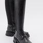 Chapel - Black Buckled Stretch-Detail Boot (Women)