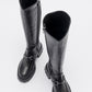 Chapel - Black Buckled Stretch-Detail Boot (Women)