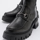 Chapel - Black Buckled Stretch-Detail Boot (Women)