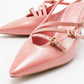 Magra Blush Patent Pointed-Toe Slingback Stiletto (Women)