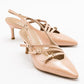 Magra Beige Patent Pointed-Toe Slingback Stiletto (Women)