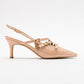 Magra Beige Patent Pointed-Toe Slingback Stiletto (Women)