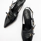Magra Black Patent Pointed-Toe Slingback Stiletto (Women)