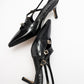 Magra Black Patent Pointed-Toe Slingback Stiletto (Women)