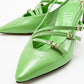 Magra Green Patent Pointed-Toe Slingback Stiletto (Women)