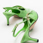 Magra Green Patent Pointed-Toe Slingback Stiletto (Women)