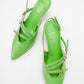 Magra Green Patent Pointed-Toe Slingback Stiletto (Women)