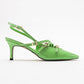 Magra Green Patent Pointed-Toe Slingback Stiletto (Women)