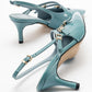 Magra Blue Patent Pointed-Toe Slingback Stiletto (Women)