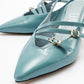 Magra Blue Patent Pointed-Toe Slingback Stiletto (Women)